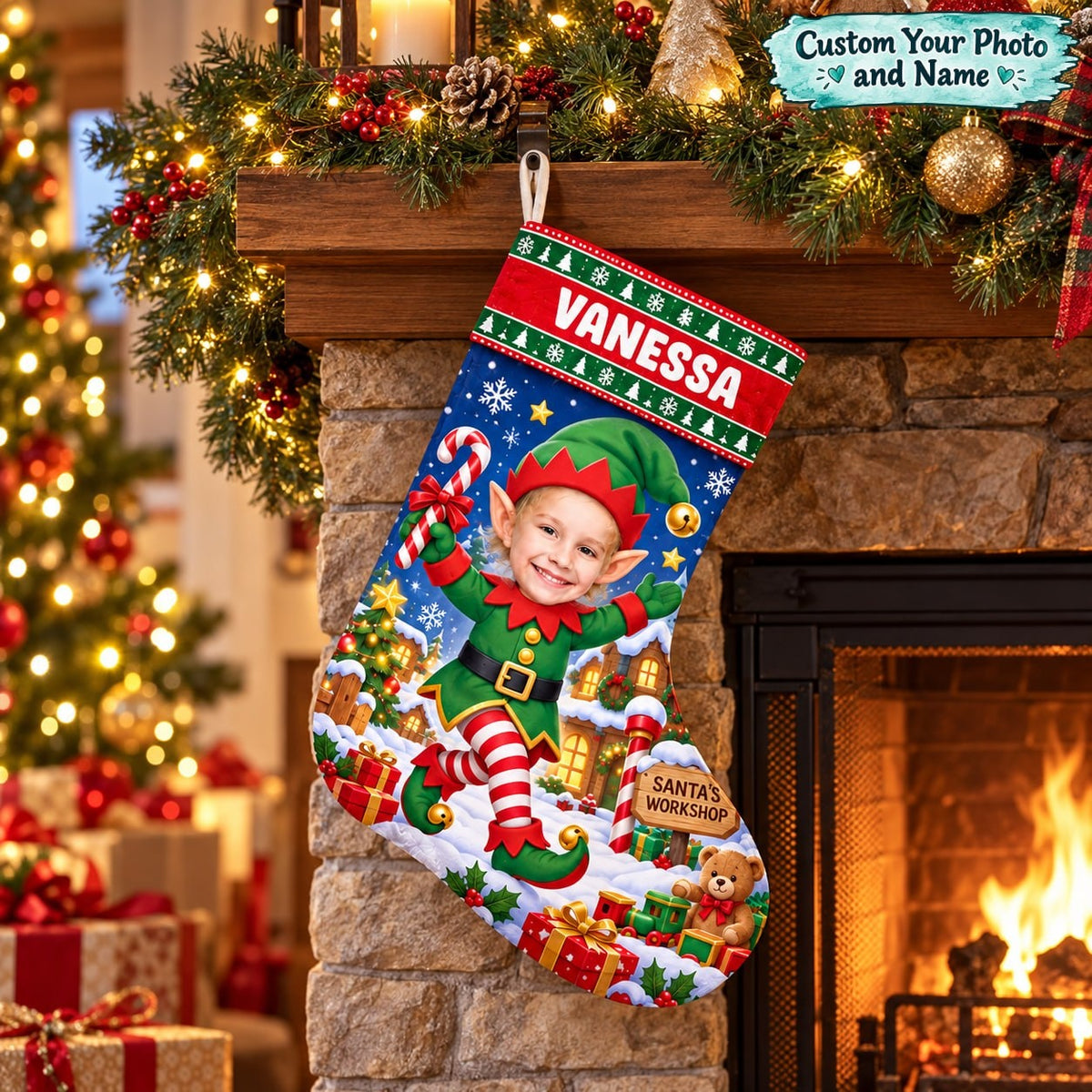 Personalized Elf Christmas Stocking - image 1 | Jolliboo