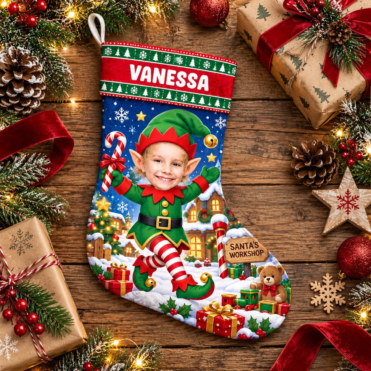 Personalized Elf Christmas Stocking - image 2 | Jolliboo