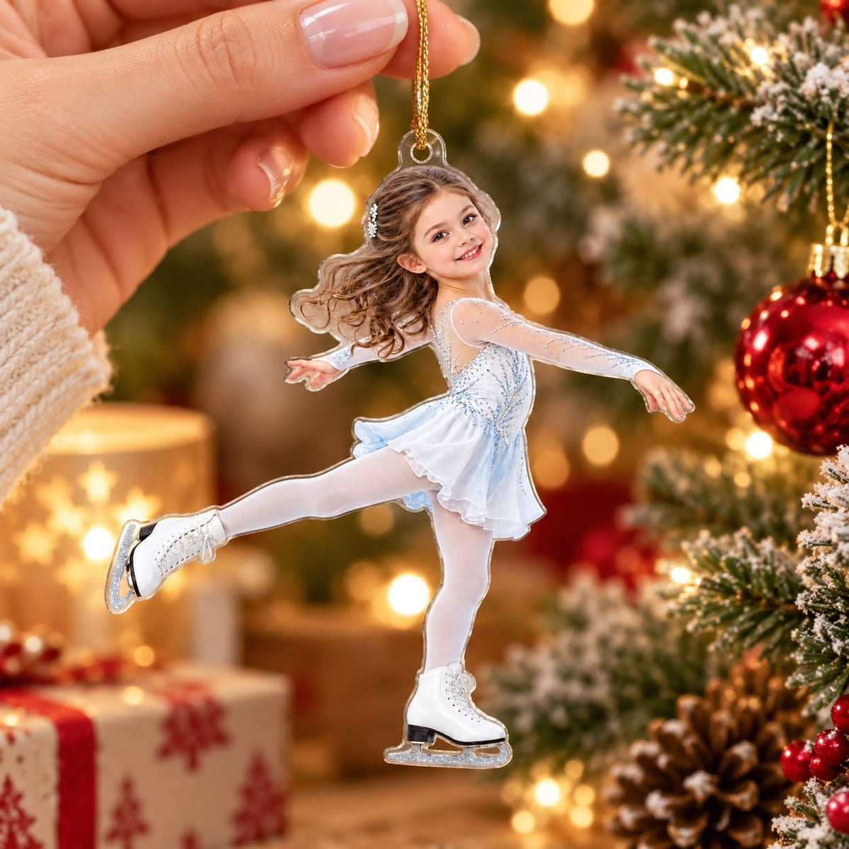 Personalized Figure Skating Girl Christmas Ornament - image 3 | Jolliboo