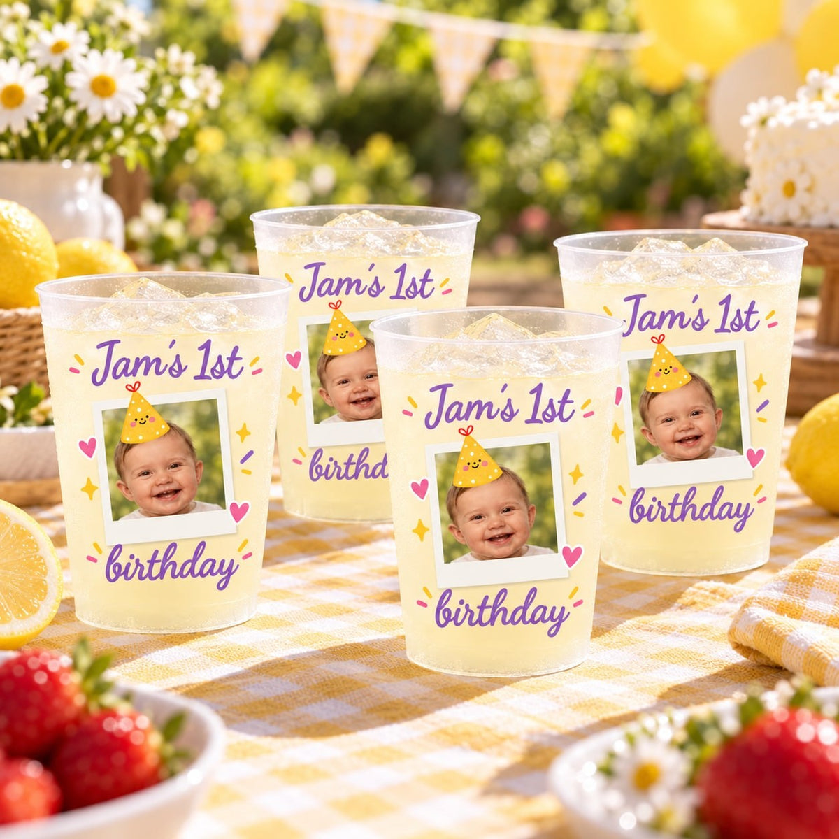 Personalized First Birthday Lemonade Photo Cup - image 4 | Jolliboo