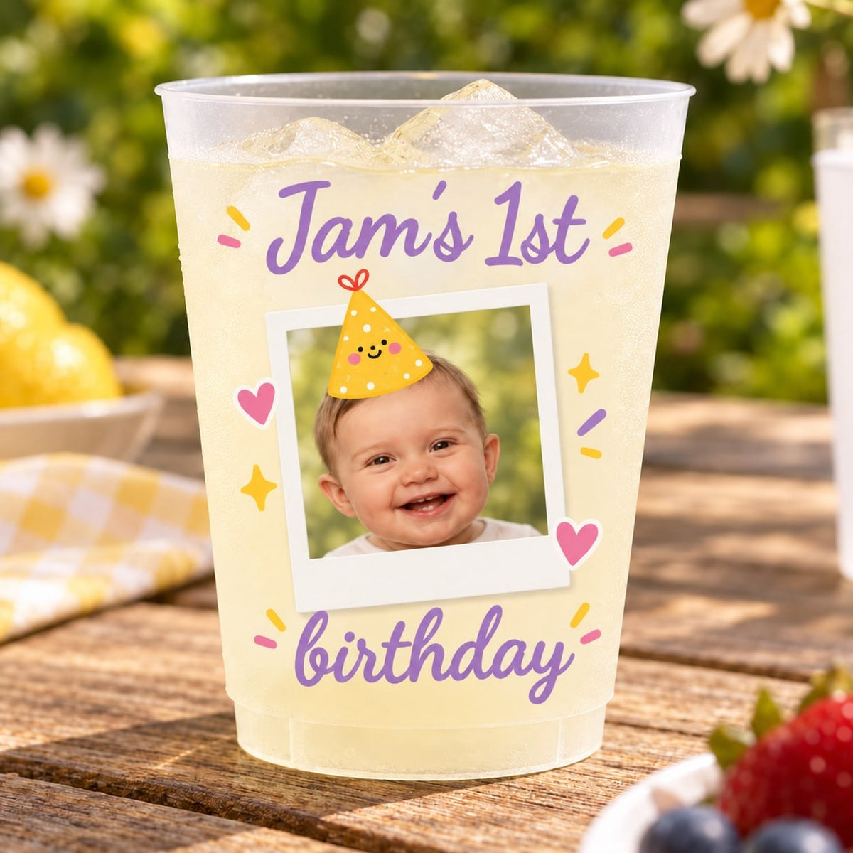 Personalized First Birthday Lemonade Photo Cup - image 5 | Jolliboo