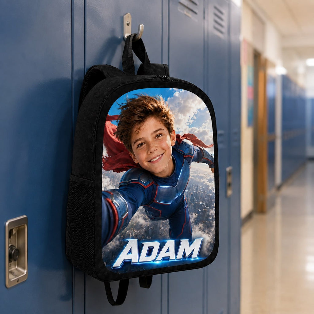 Personalized Flying Super Boy Backpack - image 2 | Jolliboo