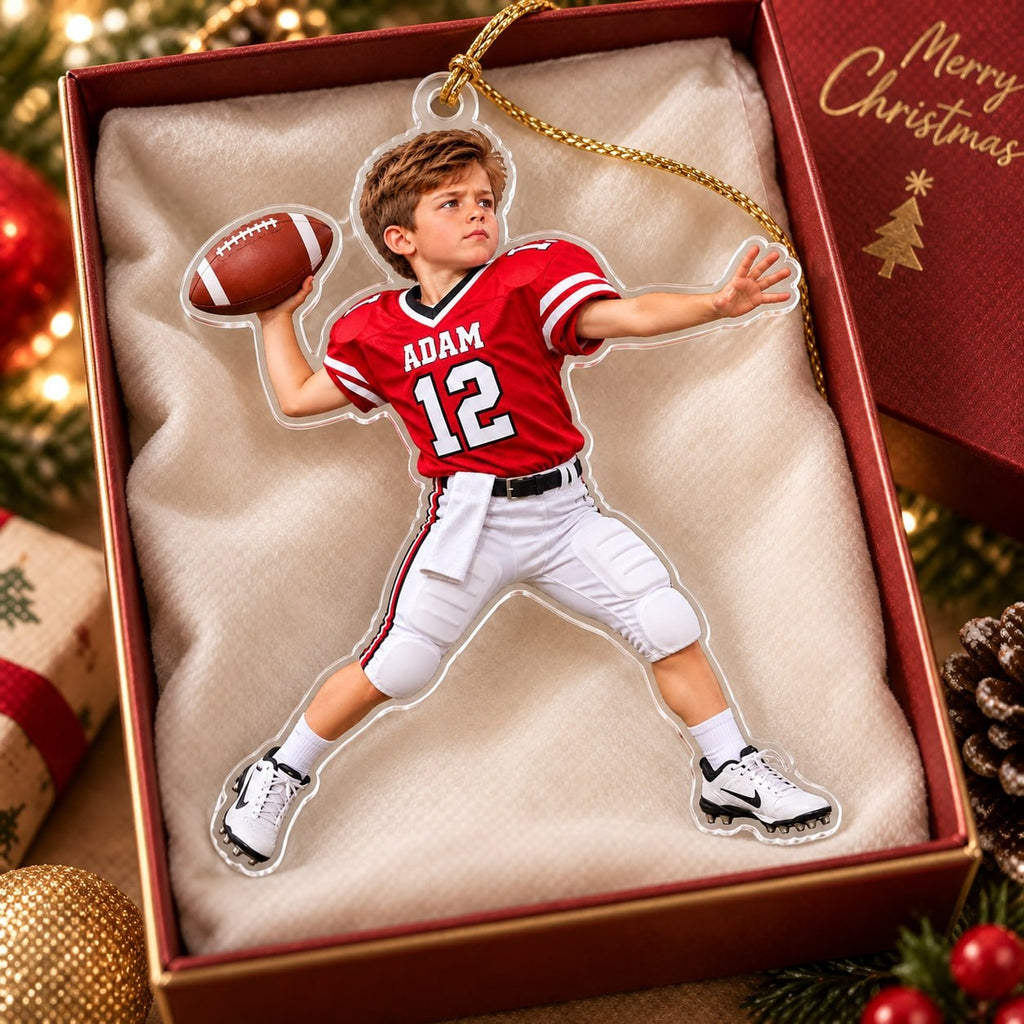 Personalized Football Boy Christmas Ornament - image 2 | Jolliboo