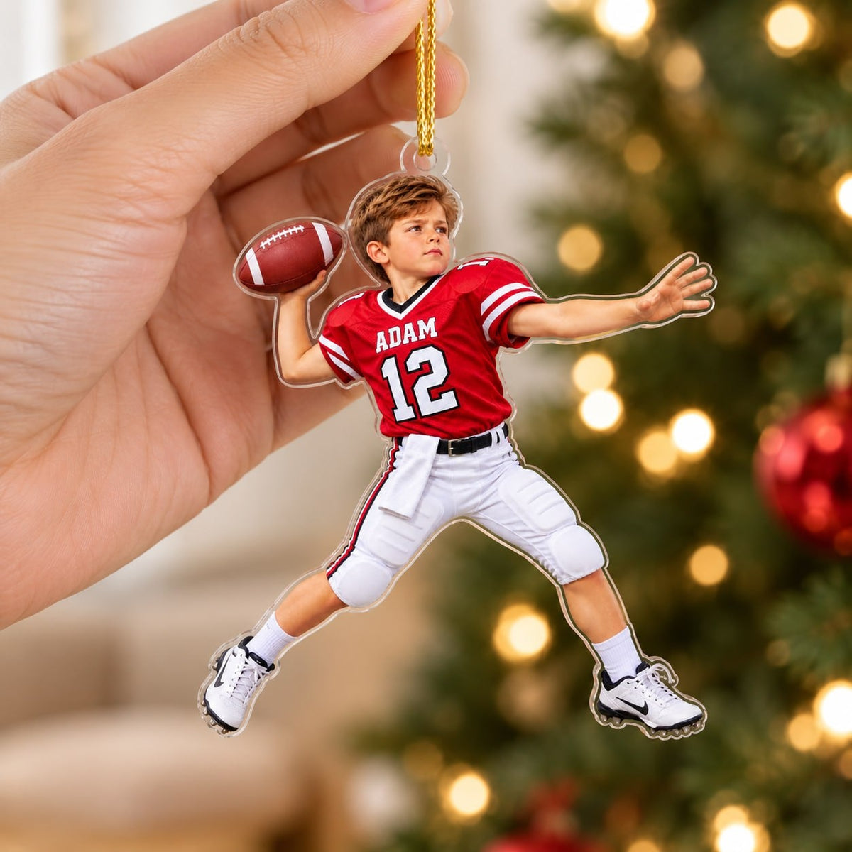 Personalized Football Boy Christmas Ornament - image 4 | Jolliboo