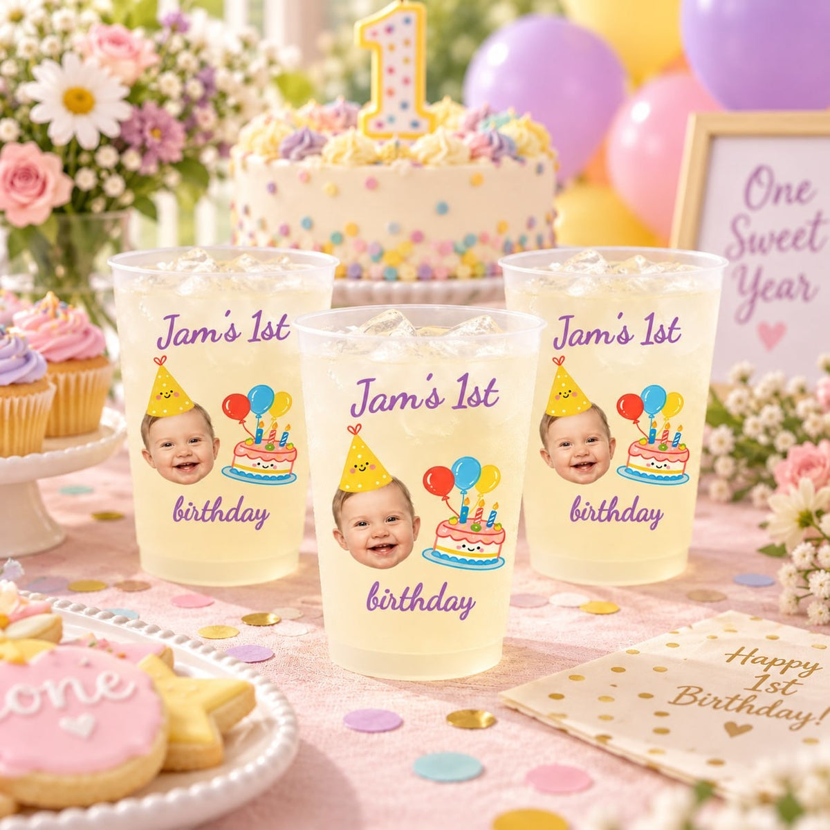 Personalized Frosted First Birthday Cup - image 3 | Jolliboo