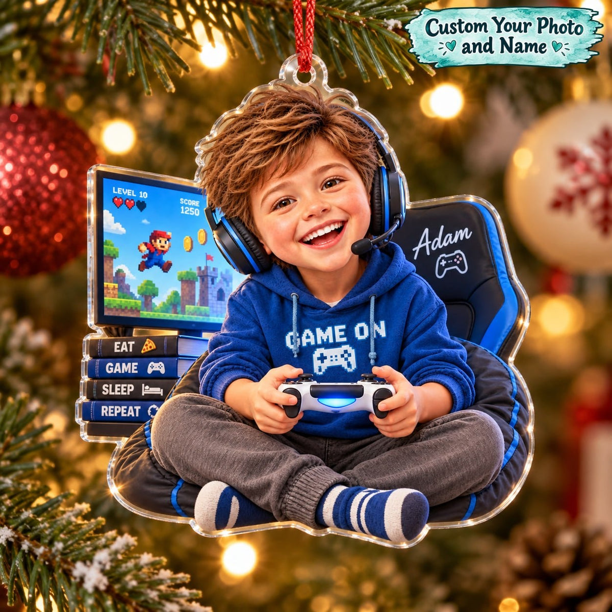 Personalized Gamer Boy Christmas Ornament - image 1 | Jolliboo