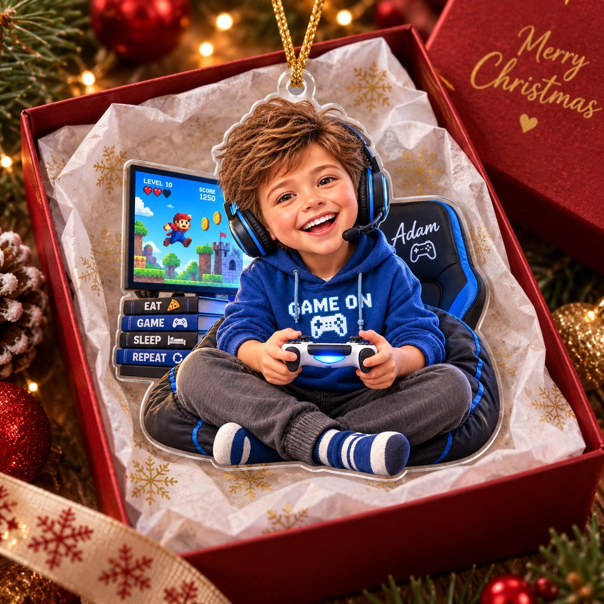 Personalized Gamer Boy Christmas Ornament - image 2 | Jolliboo
