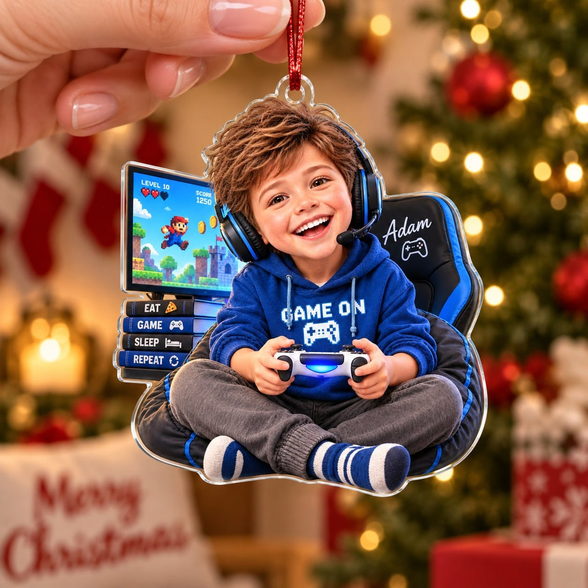 Personalized Gamer Boy Christmas Ornament - image 4 | Jolliboo