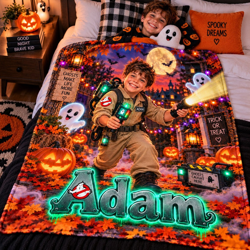 Personalized Ghost Hunter Halloween Blanket - image 1 | Jolliboo