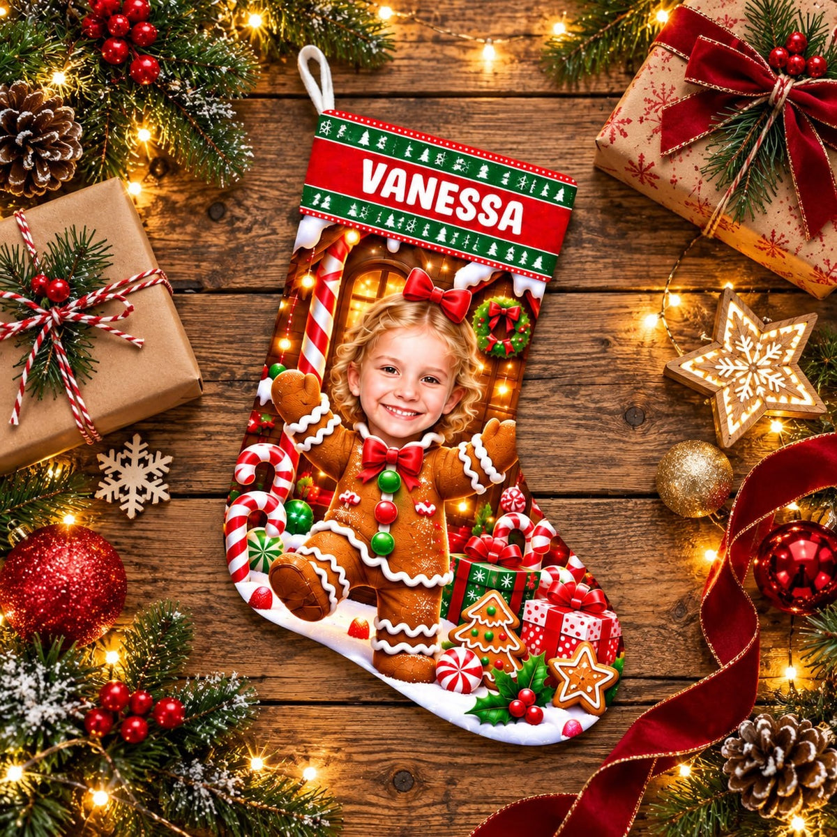 Personalized Gingerbread Christmas Stocking - image 3 | Jolliboo
