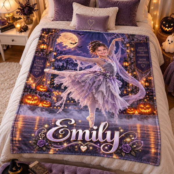 Personalized Graceful Ghost Ballerina Halloween Blanket - image 1 | Jolliboo