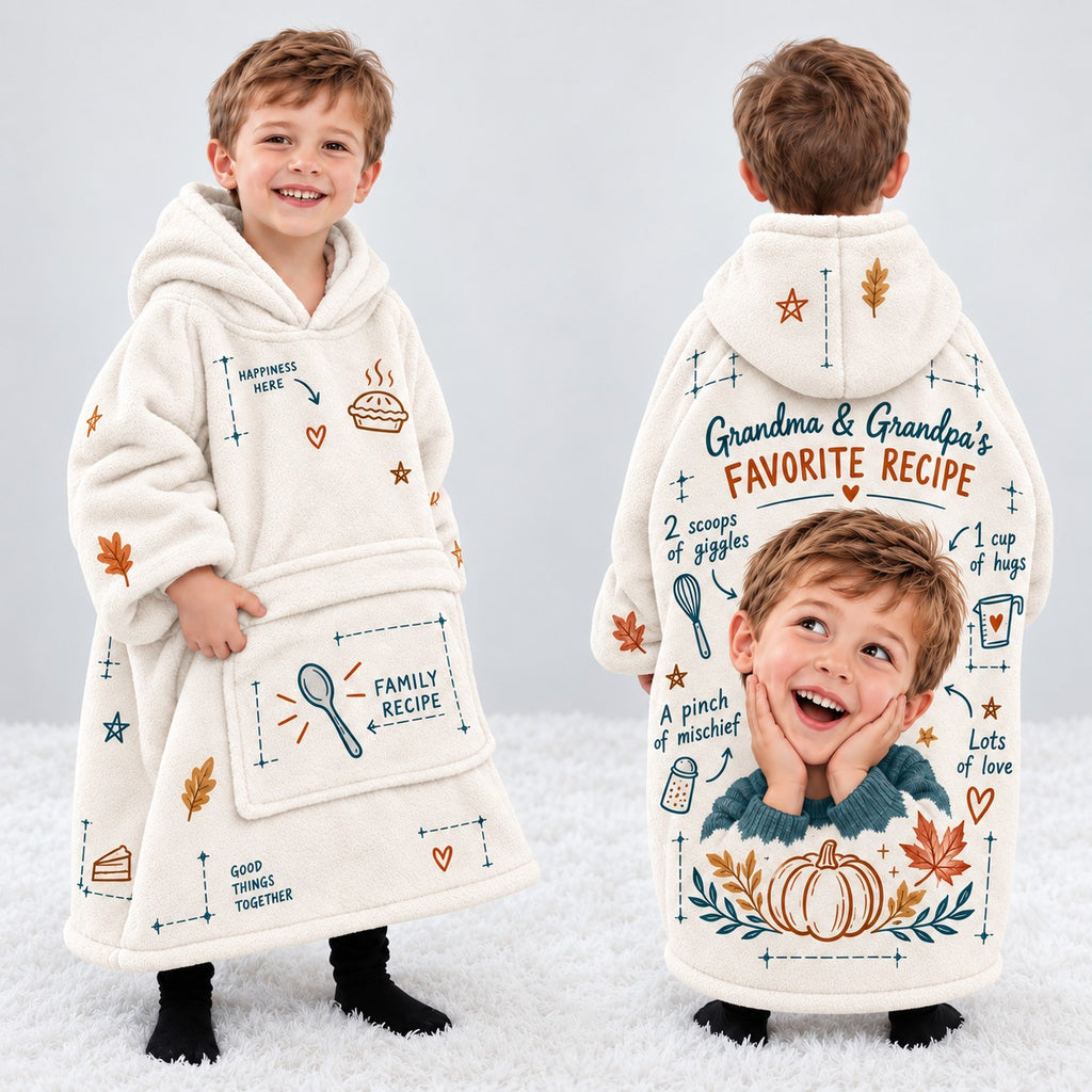 Personalized Grandparents Favorite Recipe Blanket Hoodie - product gallery image 79 | Personalized blanket hoodie for kids by Jolliboo