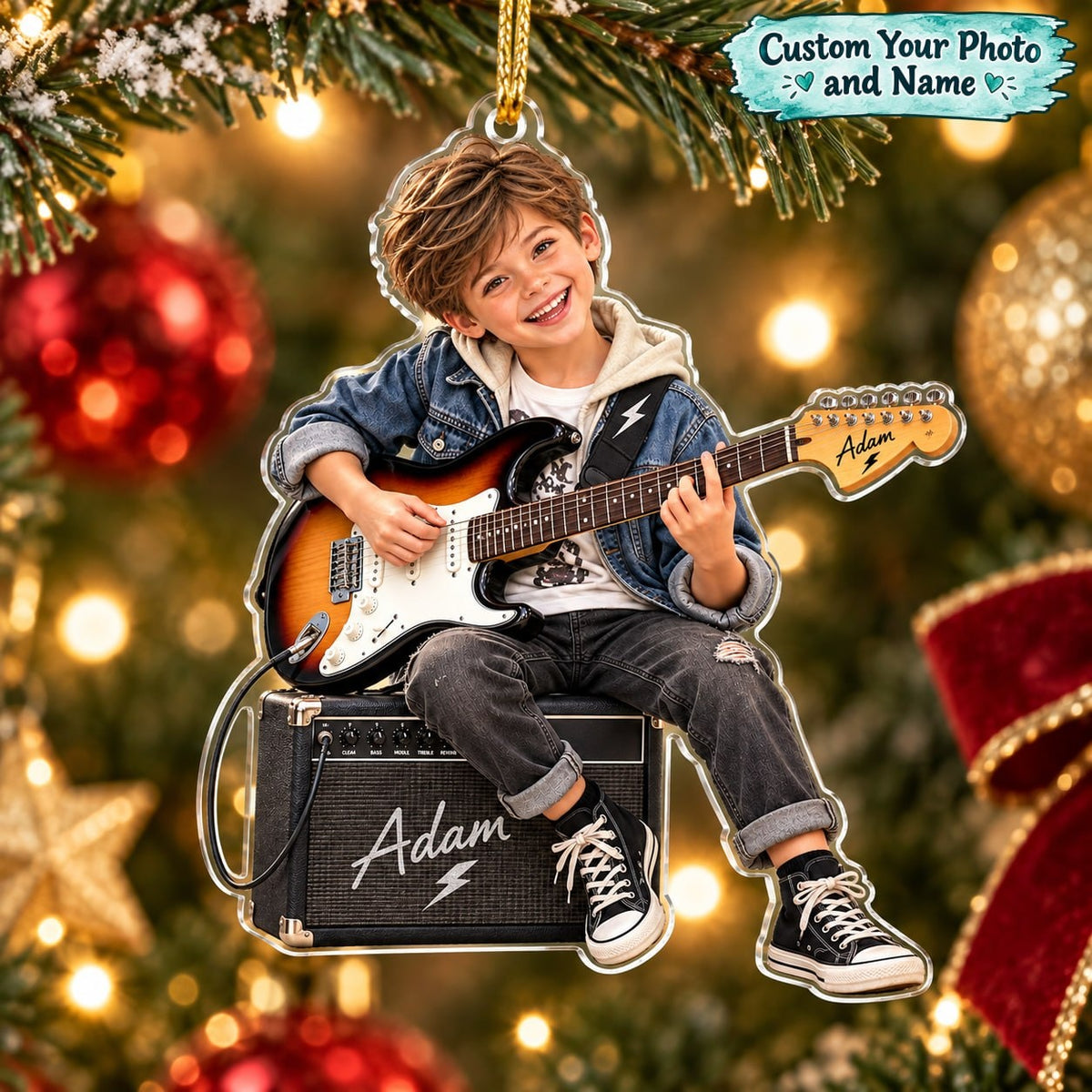 Personalized Guitar Boy Christmas Ornament - image 1 | Jolliboo