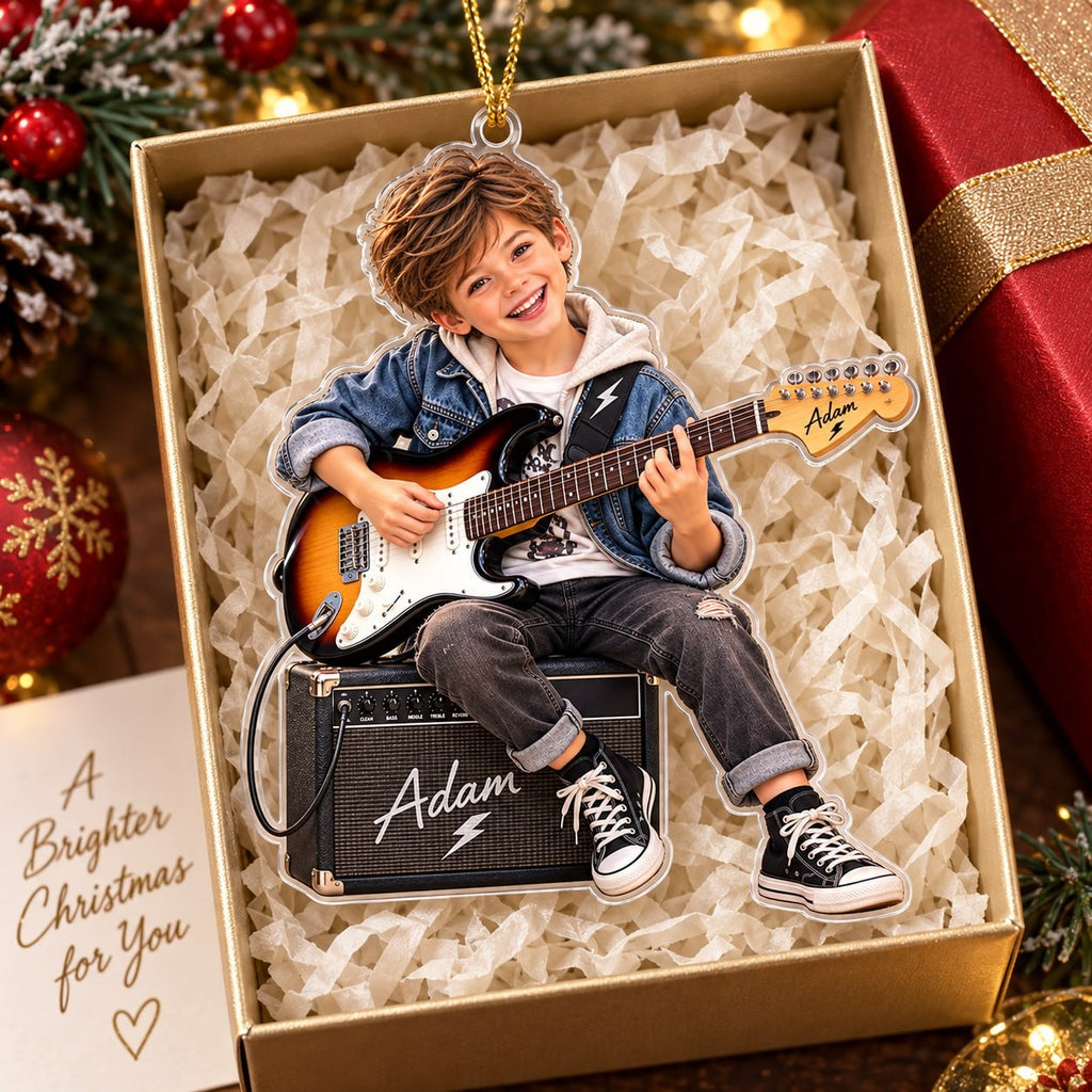 Personalized Guitar Boy Christmas Ornament - image 2 | Jolliboo