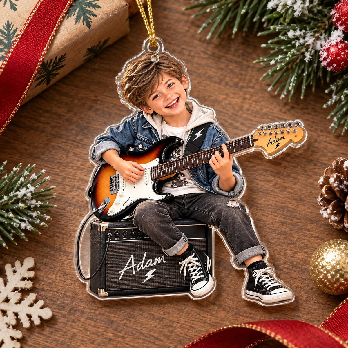 Personalized Guitar Boy Christmas Ornament - image 4 | Jolliboo