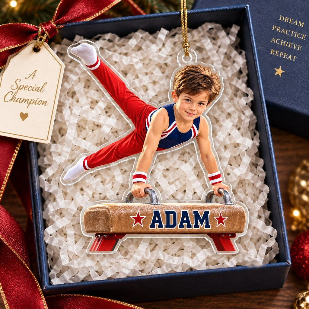 Personalized Gymnastics Boy Christmas Ornament - image 2 | Jolliboo