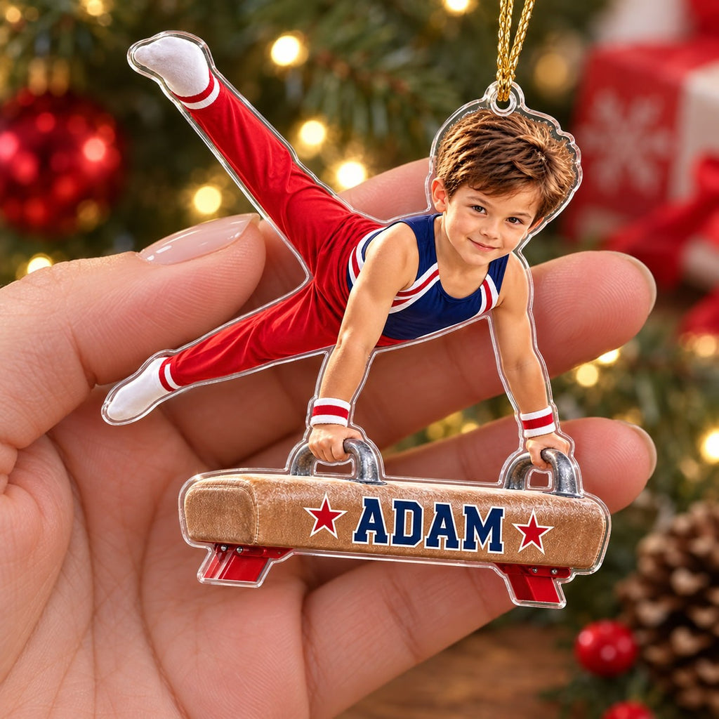 Personalized Gymnastics Boy Christmas Ornament - image 3 | Jolliboo