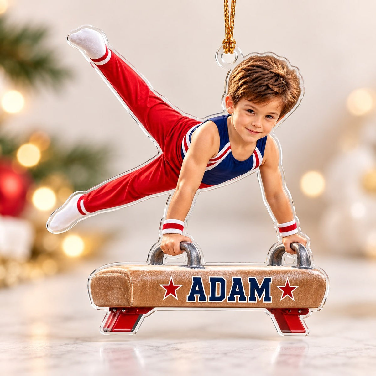 Personalized Gymnastics Boy Christmas Ornament - image 4 | Jolliboo
