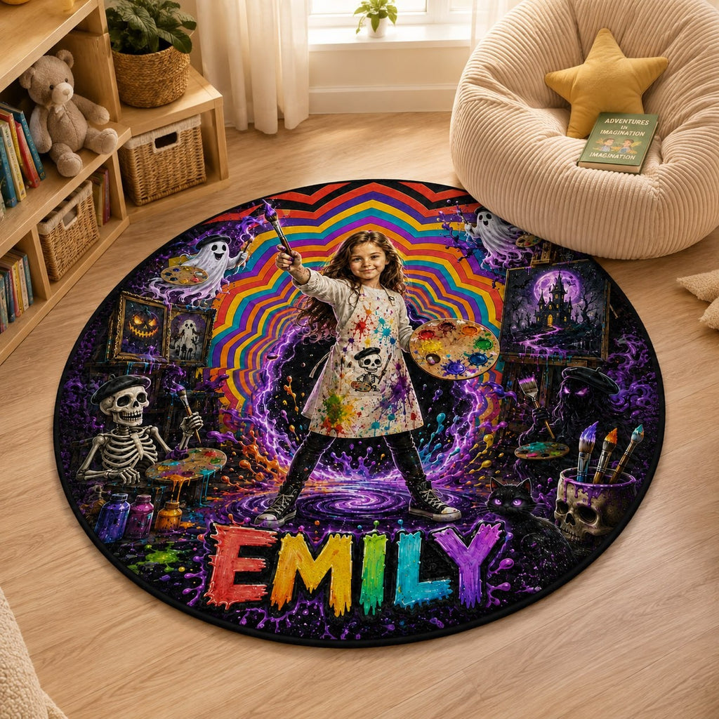 Personalized Halloween Artist Round Rug - image 1 | Jolliboo