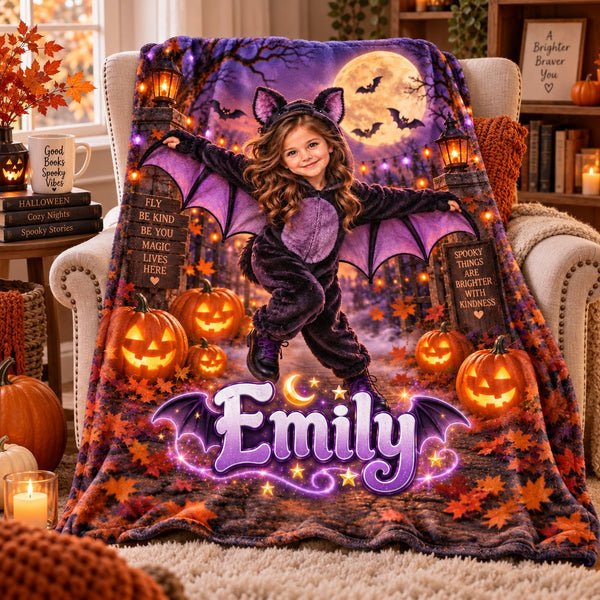 Personalized Halloween Bat Kid Blanket - image 1 | Jolliboo