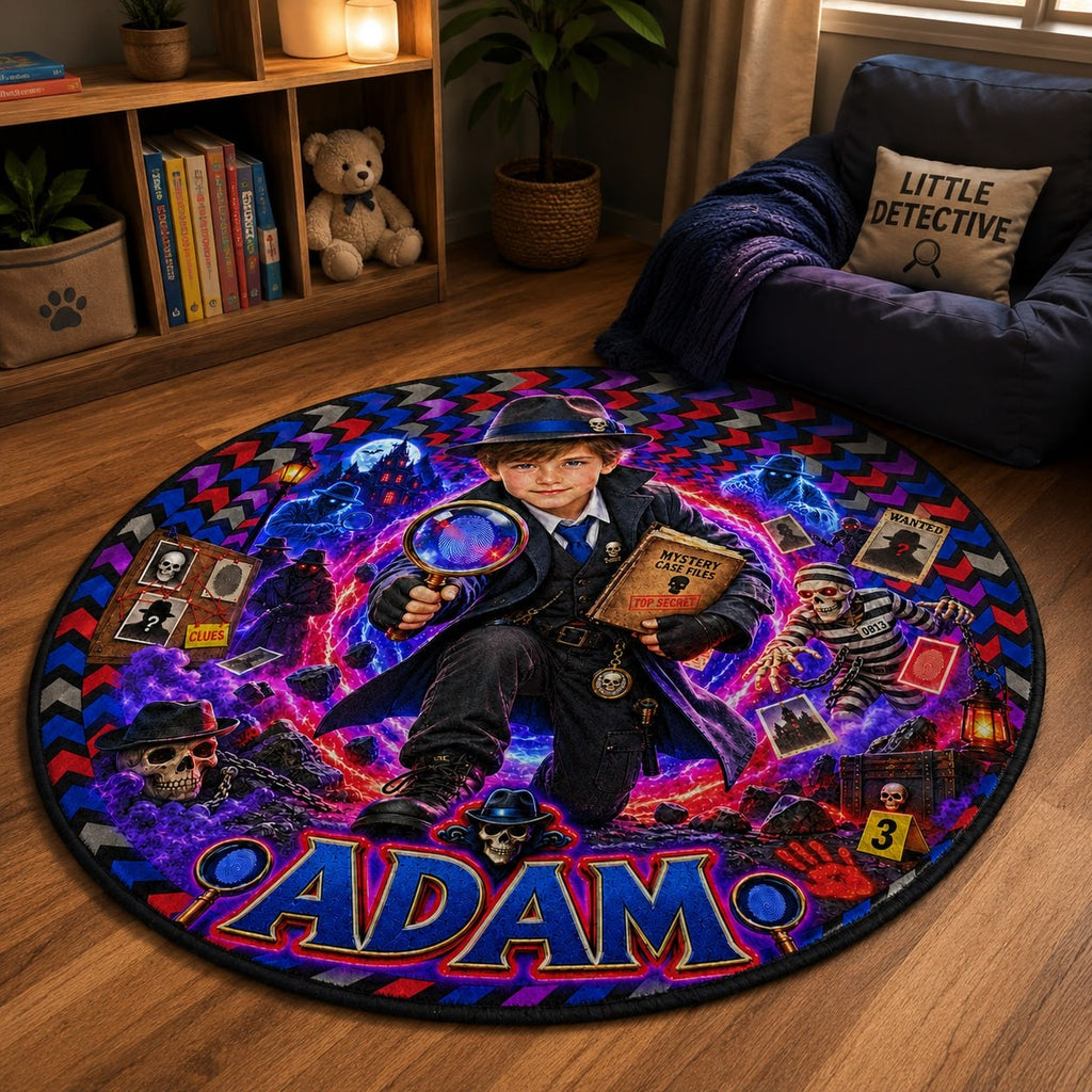 Personalized Halloween Detective Round Rug - image 3 | Jolliboo