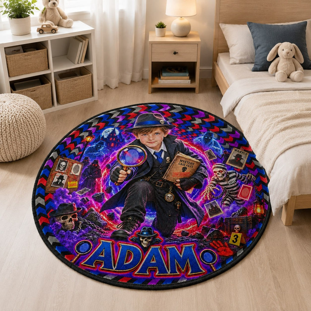 Personalized Halloween Detective Round Rug - image 5 | Jolliboo