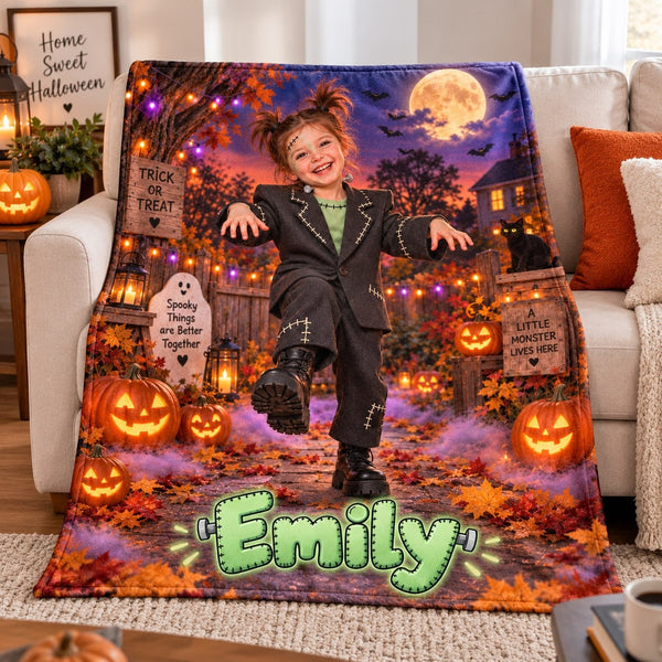 Personalized Halloween Little Monster Kid Blanket - image 1 | Jolliboo