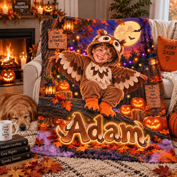 Personalized Halloween Owl Kid Blanket - image 1 | Jolliboo