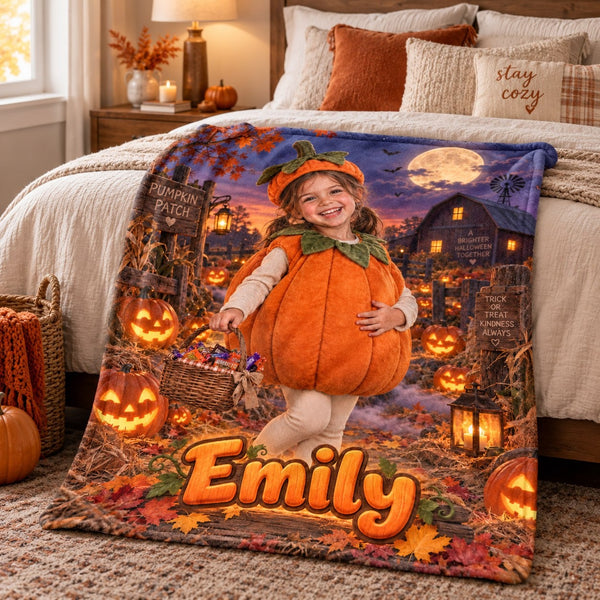Personalized Halloween Pumpkin Patch Kid Blanket - image 1 | Jolliboo