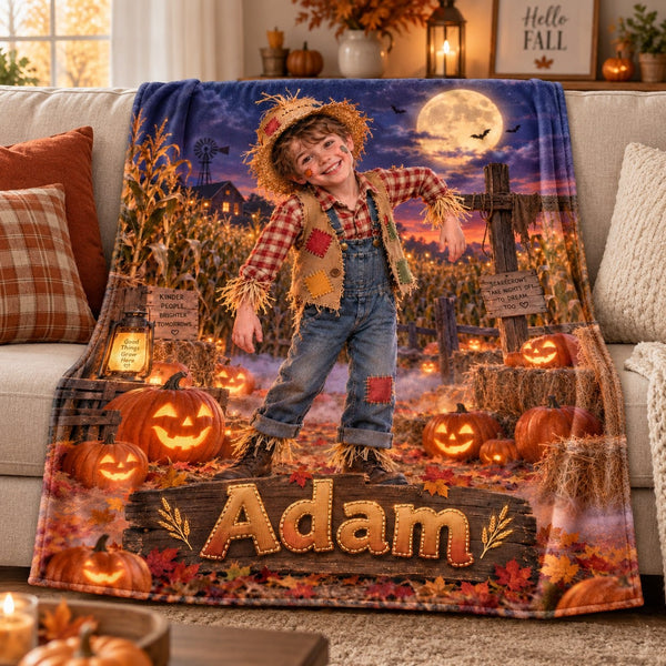 Personalized Halloween Scarecrow Kid Blanket - image 1 | Jolliboo