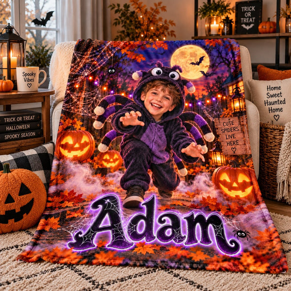 Personalized Halloween Spider Kid Blanket - image 1 | Jolliboo