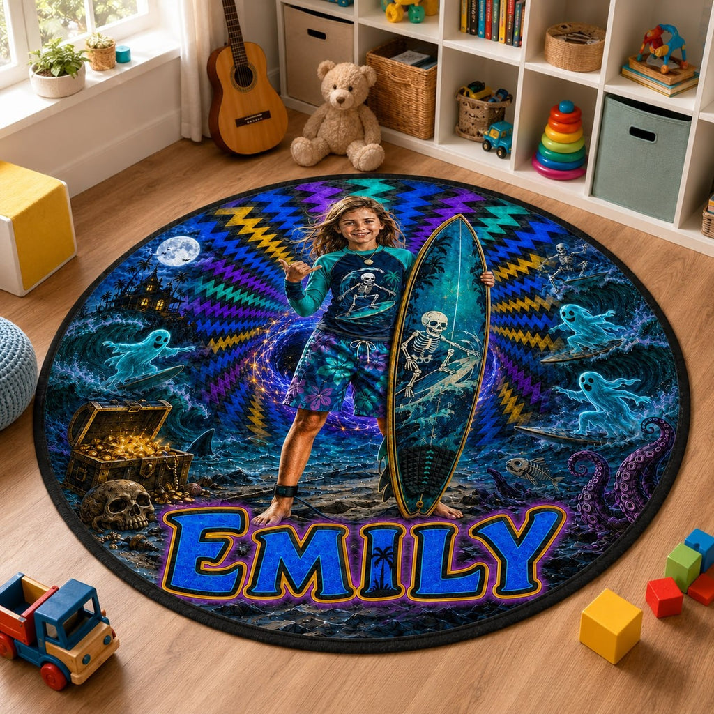 Personalized Halloween Surfer Round Rug - image 4 | Jolliboo