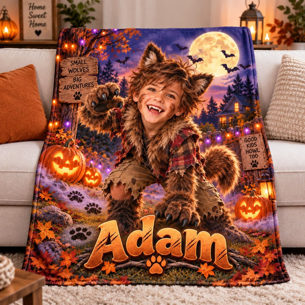 Personalized Halloween Werewolf Kid Blanket - image 1 | Jolliboo