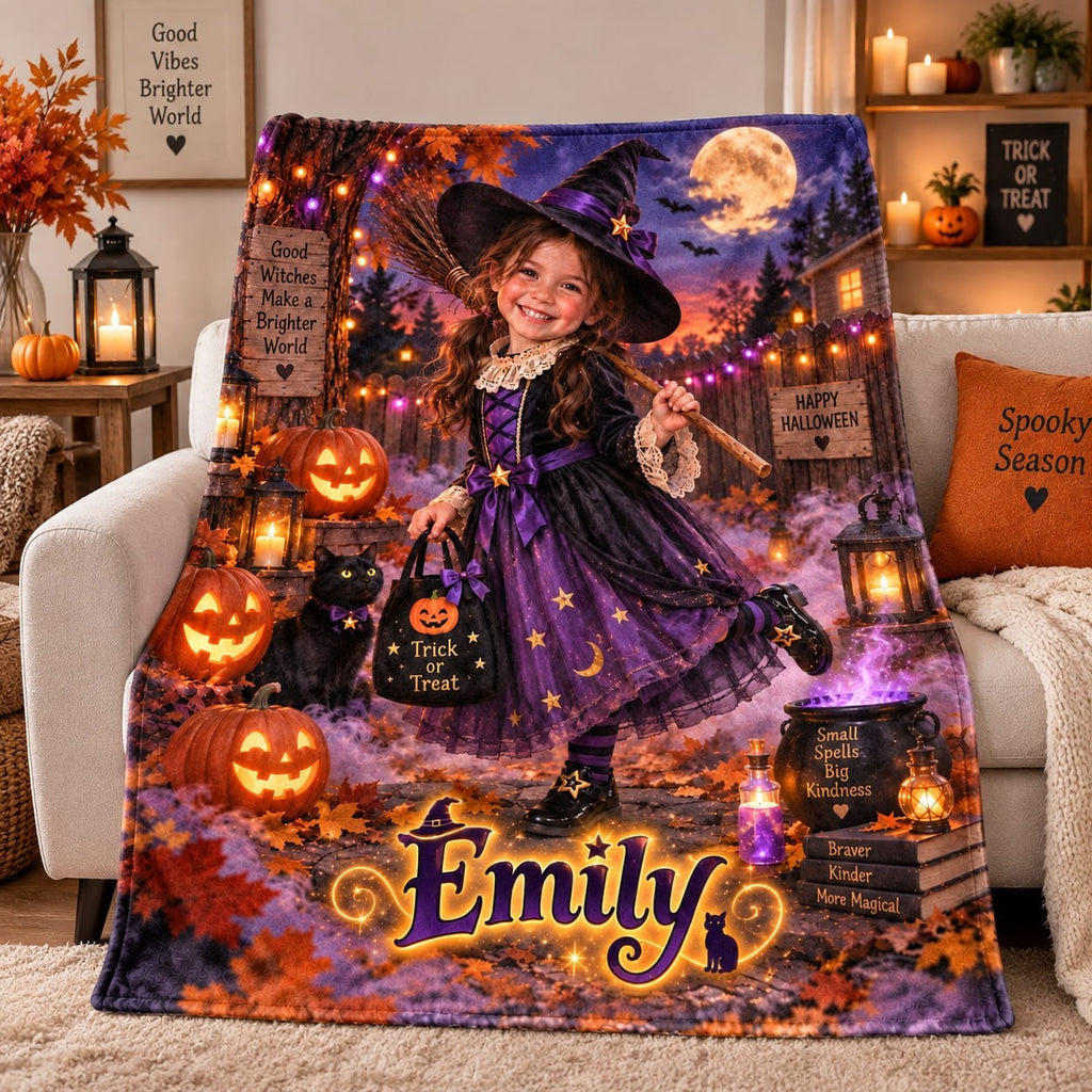 Personalized Halloween Witch Kid Blanket - image 4 | Jolliboo