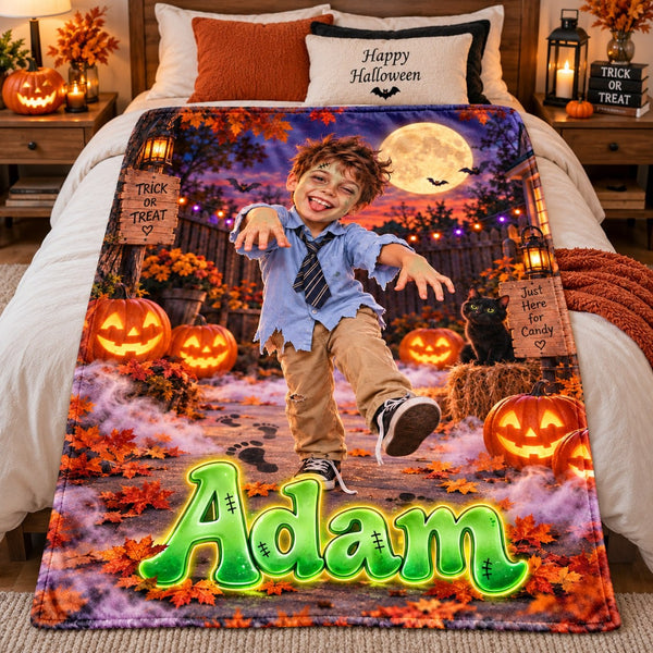 Personalized Halloween Zombie Kid Blanket - image 1 | Jolliboo