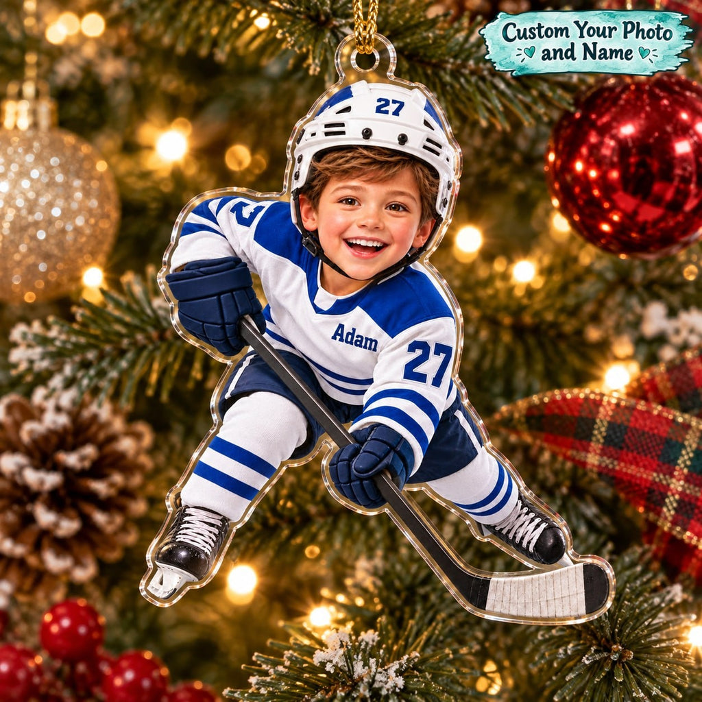 Personalized Hockey Boy Christmas Ornament - image 1 | Jolliboo
