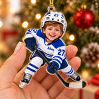 Personalized Hockey Boy Christmas Ornament - image 3 | Jolliboo