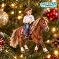 Personalized Horse Riding Boy Christmas Ornament - image 1 | Jolliboo