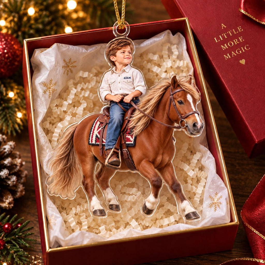 Personalized Horse Riding Boy Christmas Ornament - image 2 | Jolliboo