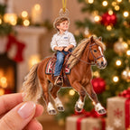 Personalized Horse Riding Boy Christmas Ornament - image 3 | Jolliboo