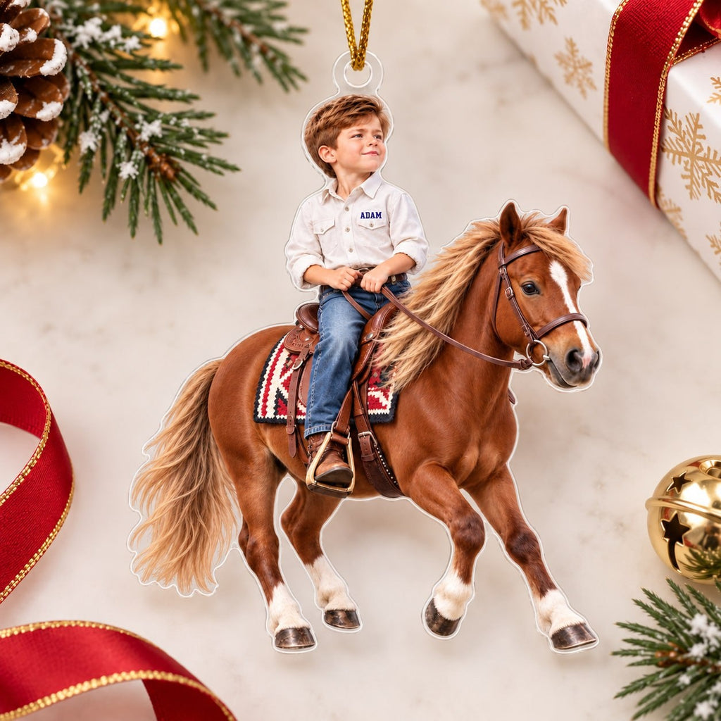 Personalized Horse Riding Boy Christmas Ornament - image 4 | Jolliboo