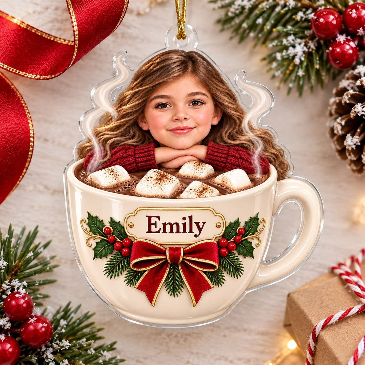 Personalized Hot Cocoa Photo Ornament - image 3 | Jolliboo