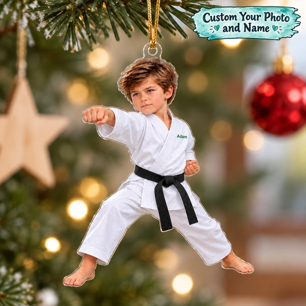 Personalized Karate Boy Christmas Ornament - image 1 | Jolliboo