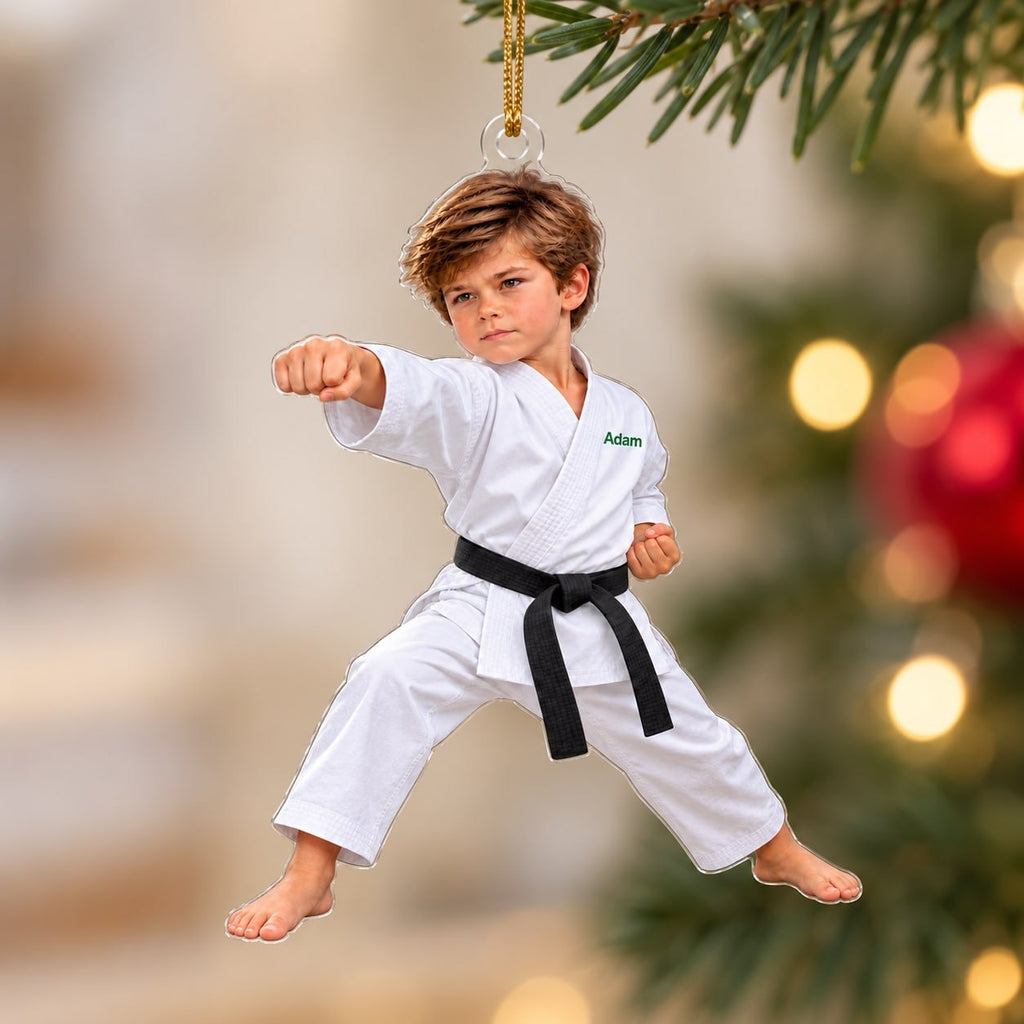 Personalized Karate Boy Christmas Ornament - image 4 | Jolliboo