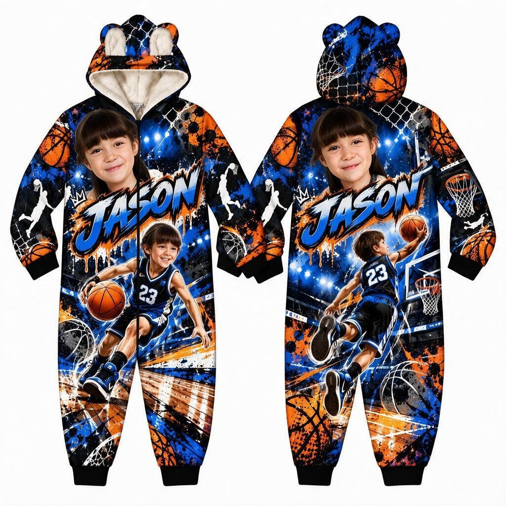 Personalized Kids Basketball Pyjama Suit - image 2 | Jolliboo