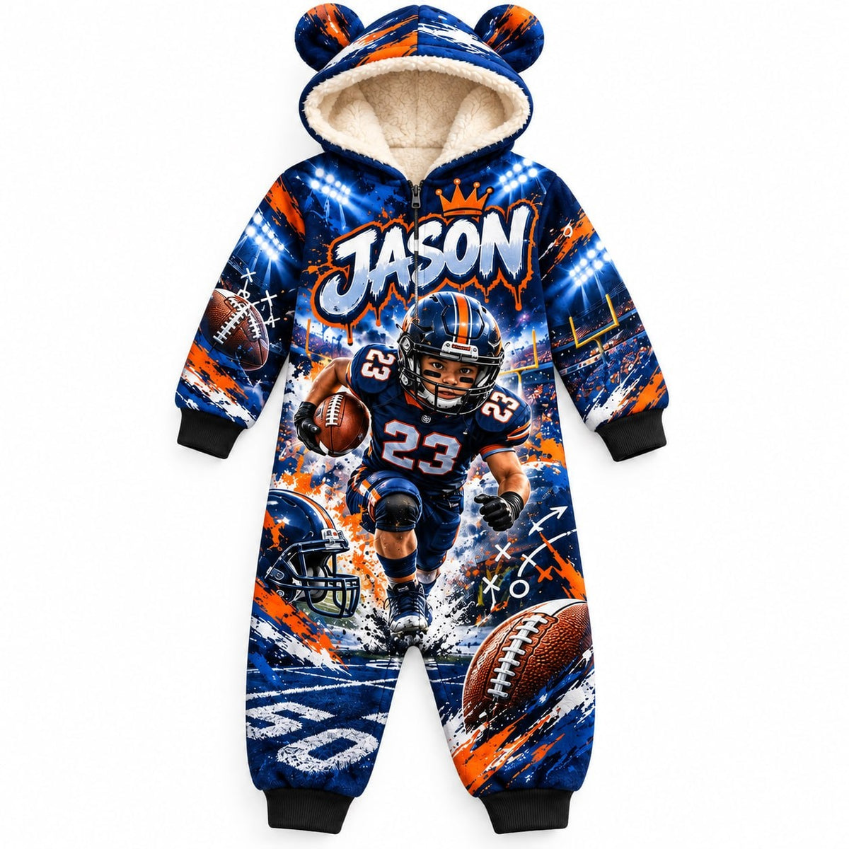 Personalized Kids Football Pyjama Suit - image 2 | Jolliboo
