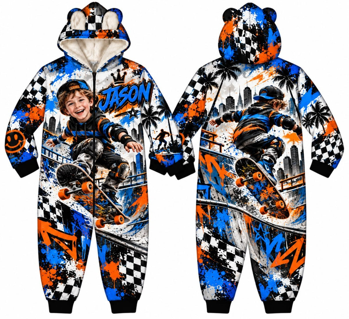 Personalized Kids Skateboard Pyjama Suit - image 1 | Jolliboo