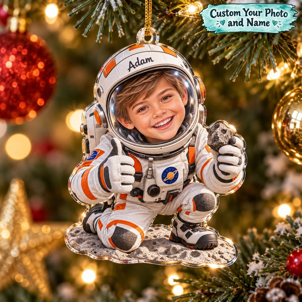 Personalized Little Astronaut Custom Photo Ornament - image 1 | Jolliboo