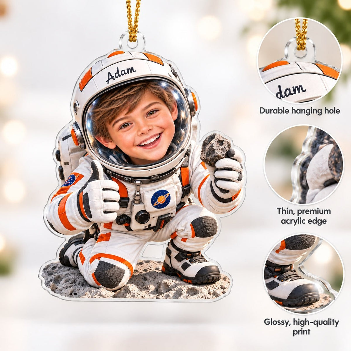 Personalized Little Astronaut Custom Photo Ornament - image 2 | Jolliboo
