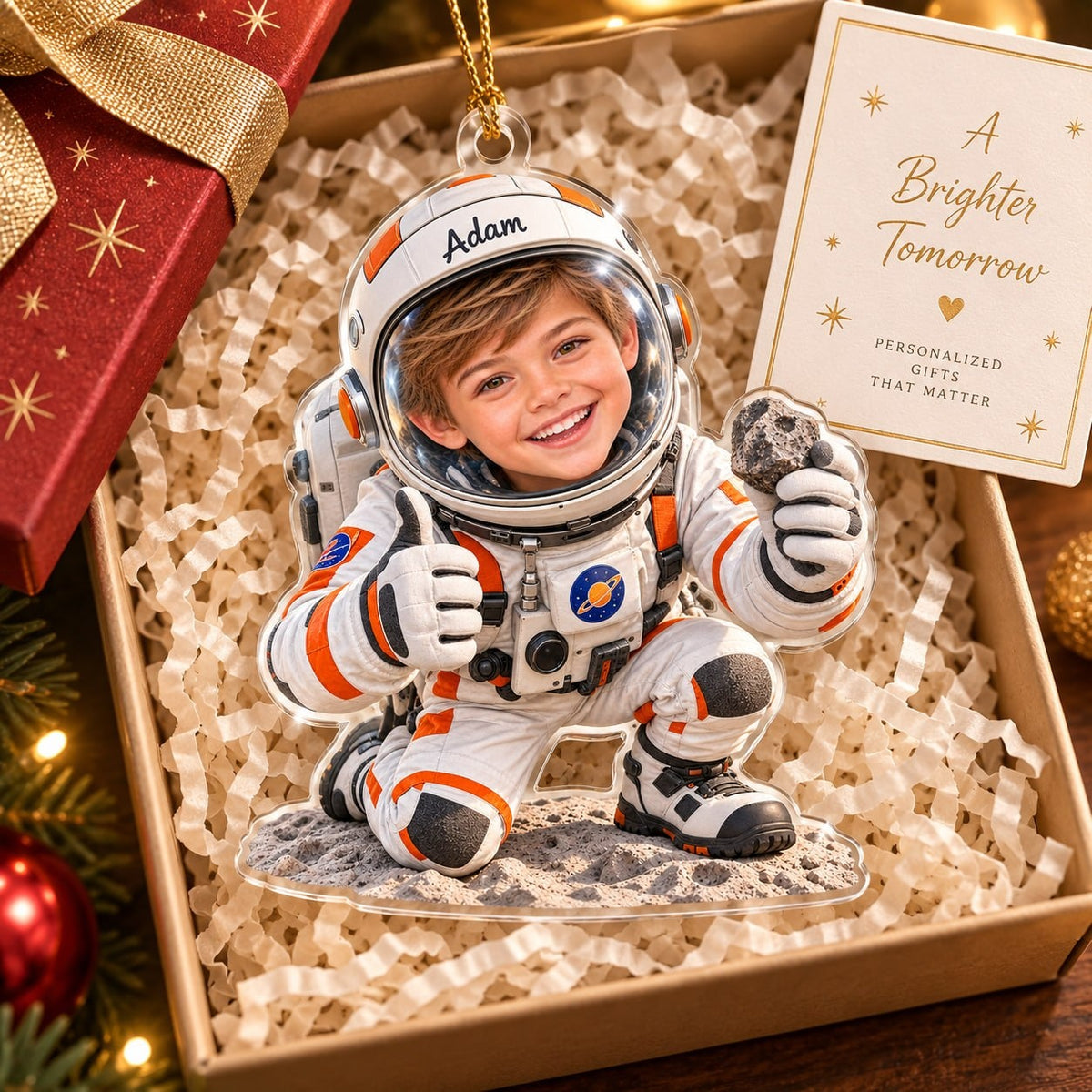 Personalized Little Astronaut Custom Photo Ornament - image 3 | Jolliboo